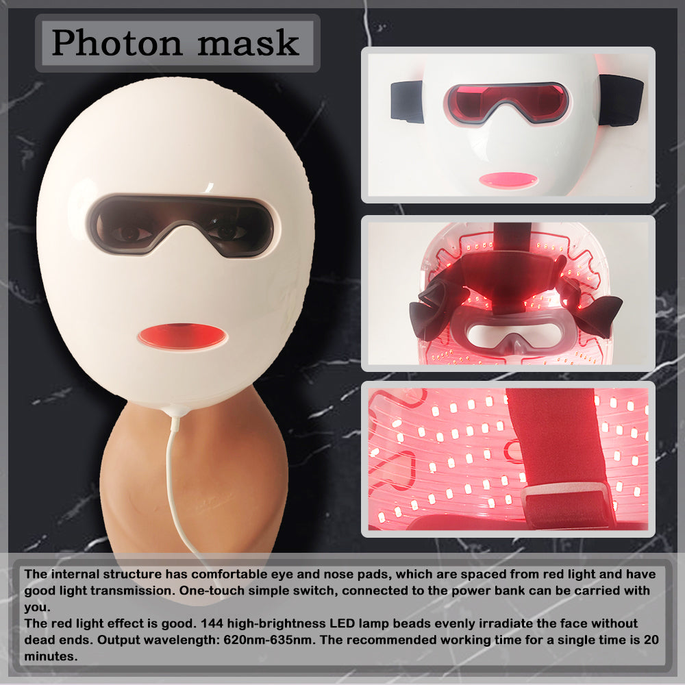 Photon Red Light Therapy Mask for Face - Skin Whitening & Rejuvenation, Suitable for All Ages & Face Shapes