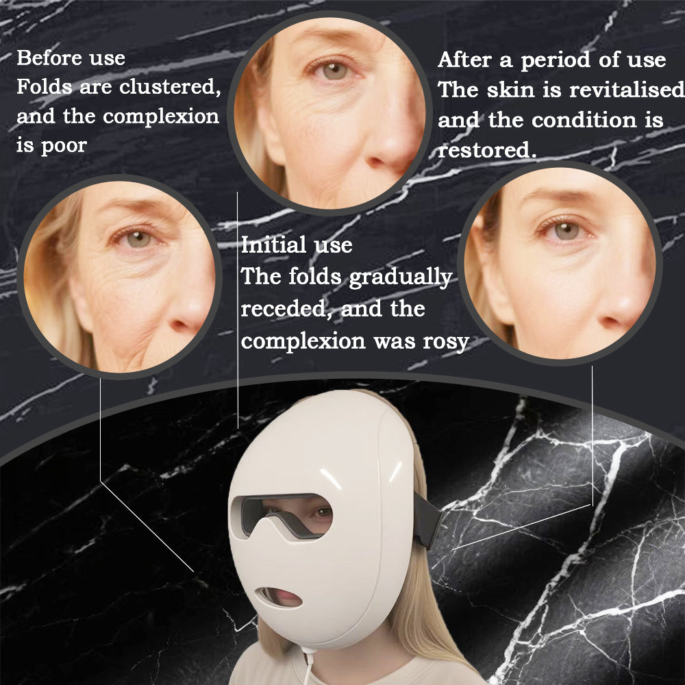 Photon Red Light Therapy Mask for Face - Skin Whitening & Rejuvenation, Suitable for All Ages & Face Shapes