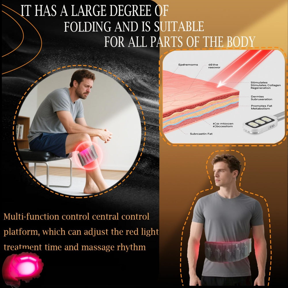 Foldable Red Light Therapy Band, A Device for Vibrating Massage and Red Light Therapy on The Waist and Legs, A Multi-frequency and Dual-mode Vibrating Red Light Therapy Instrument